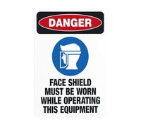 Face Shield Must Be Worn While Operating This Equipment Metal Warning Sign for Indoor Outdoor Security, Business Office Home Garden Street Decor 20 x 30 cm