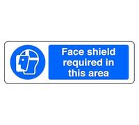Face Shield Required In This Area - safety sign - 1.2mm Rigid plastic for indoor/outdoor usage (150mm x 50mm) Viewing Distance within 3m.