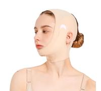 Face Slimming Chin Strap Lipo Compression Garment Post V-Line Lifting Mask,Face Toning Belt(Beige, Black)(Skin,S)