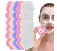 Face Sponge | Compressed Natural Flower-Shaped Pad - Facial Scrub Pads | for Sensitive Skin Daily Night Beauty Routine Travel Shower Spa Home Makeup