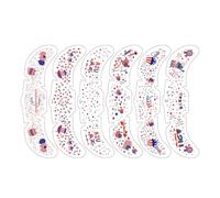 Face Sticker - Celebrate The Semiquincentennial Memorial In Style, 15x5cm Patriotic Red White Blue Sheets, 6 Piece Assorted USA Flag Designs + Star Shapes, Skin-Safe Adhesive Transfer Film - For 4th