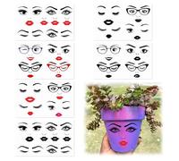 Face Stickers for Crafts Lips Mouth Eyes Eyebrows Nose Decals Make a Face Stickers for Holiday Party Supplies DIY Crafts Flower Pots Decoration(face6)
