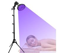 Face Tanning Lamp, Adjustable Height 38.5"-78.7", 180° Rotatable, 18pcs LEDs 395nm Self Tanning Sun Lamp for Home, Beauty, Salon, Face and Body, with Eye Mask and Tripod (black 54w)