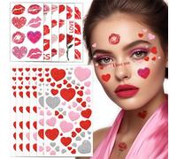 Face Tattoo Carnival, 6 Sheets Glitter Heart Stickers + 6 Sheets Love Tattoo, Cupid Costume, Women's Accessories, Face Tattoo for Carnival, Valentine's Day, Makeup, Carnival, DIY Crafts