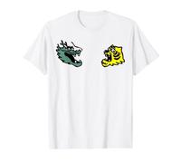 Face-to-Face Dragon vs Tiger Illustration (Relaxed Style) Value Graphic T-Shirt, Men, White, S