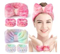 Face Wash Headband and Wristband Set - Soft, Absorbent, Adjustable Headband & Wristbands for Skincare, Makeup, and Spa Routine - Cute, Vibrant Colors, Value Pack