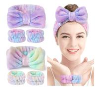 Face Wash Headband and Wristband Set - Soft, Absorbent, Adjustable Headband & Wristbands for Skincare, Makeup, and Spa Routine - Cute, Vibrant Colors, Value Pack