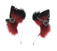 Face Wash Headband, Cute Plush Cat Ears Headband - Soft Halloween Head Band,Cat Headbands with Metal Hearts Chain Trim for Family Friends and Friends