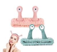 Face Wash Headband Spa Facial Head Strap Cute Coral Fleece Makeup Headband Elastic Head Band Wrap for Women Washing Face Shower Sports Beauty Skincare (green+pink, One Size)
