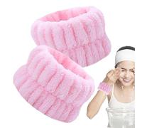 Face Washing Microfiber Bands - Absorbent Wrist Wash Bands - Spa Wristbands, 2 Pcs Coral Fleece Spa Wristbands, Wrist Towels for Washing Face, Hair Ties for Women, Yoga, Women, Exercise