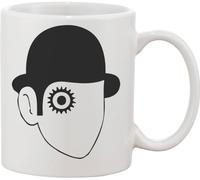 Face with Clockwork Eye Orange Film Ceramic Mug White