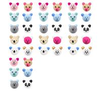 Face Wooden Beads 36 Piece Set for Making, Assorted Multicolor 0.98 Inch Round Beads for Jewelry Projects and Accessories Animal Face Wooden Animal Round Making
