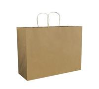FACEBAG 100Pcs Brown Paper Bags with Handles Bulk, 16x6x12 Inches,Large-sized Kraft Paper Shopping Bags&Gift Bags for Party Favors,Grocery Shopping & Retail,Reusable & Durable