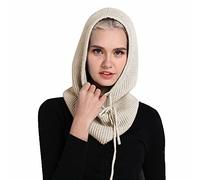 Facecozy Winter Hats for Women, Warm Hooded Scarf Hat for Women Balaclava Hood Knitted Beanie Hat Cap (Beige)