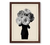 Faceless in Roses Surrealism Framed Wall Art Print A2 (59.4×42cm) Walnut, Wall Decor for Living Room, Bedroom, Office & Home, Ready to Hang, Art Gift