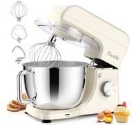 Facelle Stand Mixer, 1500W Electric Kitchen Mixer, 10 Speeds Food Mixer with Pulse, Attachments include 5.5L Stainless Steel Bowl, Dishwasher Dough Hook, Whisk, and Beater for Baking - White