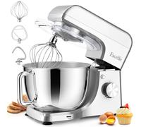 Facelle Stand Mixer, 1500W Electric Kitchen Mixer, 10 Speeds Food Mixer with Pulse, Attachments include 5.5L Stainless Steel Bowl, Dishwasher Dough Hook, Whisk, and Beater for Baking - Silver