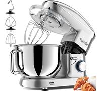 Facelle Stand Mixer, 2000W 6-Speed Tilt-Head Food Mixers Cake Mixer Kitchen Electric Stand Mixer with 6.5L Stainless Steel Bowl, Dough Hook, Flat Beater, Whisk, Splash Guard, for Baking (Silver)
