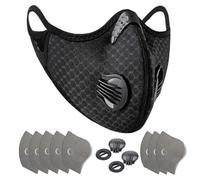Facemask Loops Painter's Face Mask Reusable Extra with 8 Activated Carbon Filters, 2 Valves for Woodworking, Mowing, Grinding (Black M+)
