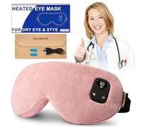 FACEMOON Heated Eye Mask for Warm Compress: Dry Eyes Blepharitis Stye Moist Hot Relief - Electric Cordless Heating Pad for Traveler Computer Tied Eyes - Rechargeable 1500 MAh Washable Pink