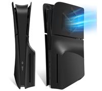 Faceplates for PS5 Slim Console with Cooling Vents, Megadream Hard ABS Shockproof Anti-Scratch Dustproof Console Case Cover Replacement Plate Shell for PS5 Slim Disc Edition, 4 Cover Plates, Black