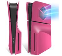 Faceplates for PS5 Slim Console with Cooling Vents, Megadream Hard ABS Shockproof Anti-Scratch Dustproof Console Case Cover Replacement Plate Shell for PS5 Slim Disc Edition, 4 Cover Plates, Red