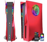 Faceplates with Cooling Openings, RGB Light for PS5 Console, Cover Replacement Plates, Shell Accessories, Anti-Scratch, Dustproof, with LED Lighting Package for PlayStation 5 Disc Edition (Galvanised
