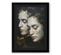 Faces in Shadow Expressionism Framed Wall Art Print A4 (29.7×21cm) Black, Wall Decor for Living Room, Bedroom, Office & Home, Ready to Hang, Art Gift