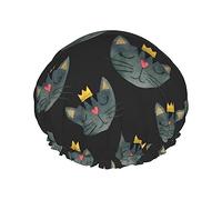 Faces Of The Cat Pattern Shower Cap & Bath Cap For Women,Reversible Oversized Waterproof Shower Caps Large Designed For All Hair Lengths,Elastic Reusable Bathing Hair Cap
