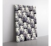 Faces Of The Sheep Canvas Wall Art Print Ready to Hang, Framed Picture for Living Room Bedroom Home Office Décor, 60x40 cm (24x16 Inch)