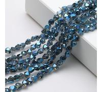 Faceted Bicone Beads， Pack of 80-100 Pieces Heart Shape Faceted Crystal Bicone Glass Beads Multicolor 6-8MM(Ink Blue Plating,8MM About 80 Pieces)