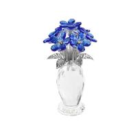 Faceted Crystal Vase with Eternal Bloom, Handcrafted Table Centerpiece for Home & Wedding Decor, Unique Gift for Women, Collectible Art Ornament, Blue Flowers Forget Me Not Figurine