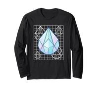 Faceted Gemstone Blueprint Geometric Crystal Design Long Sleeve T-Shirt