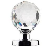 Faceted Glass Mortice Knob JH5255 Polished Chrome