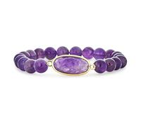 Faceted Large Center Natural Semi Precious Purple Stone 8MM Ball Bead Gemstone Amethyst Stretch Bracelet Western Jewelry For Women Teen