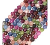 Faceted Natural Tourmaline Agate Stone Round Beads 8mm 36cm/Strand for Jewelry Making