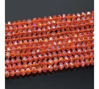 Faceted Rondelle Glass Beads for Jewellery Making - Orange Lustre/AB (6X4MM - (200PCS))