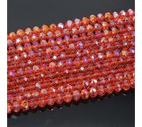 Faceted Rondelle Glass Beads for Jewellery Making - Orange Lustre/AB (8X6MM - (100PCS))