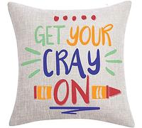 FaceYee Get Your Cray On Teacher Throw Pillow Covers 45 x 45cm Pillowcases Removable Double Side Classroom Decor Color:Get Your Cray On Teacher