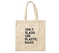 FaceYee Grocery Tote Bag Only Slags Use Plastic Carrier Shopping Beach Bag Reusable Washable 14W X16 H (35cmx40cm) Color:Only Slags Use Plastic
