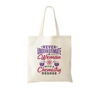 FaceYee Never Underestimate a Woman with Chemistry Degree Tote Bag 14" Wx16 H(35cmx40cm) Color:Chemistry Degree