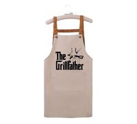 FaceYee The Grillfather Apron Waterproof Canvas Aprons Kitchen BBQ Cooking Decor Housewarming Motivation Gifts Color:The Grillfather