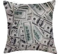 FaceYee Throw Pillowcase Money Hundred Dollar Bills Throw Pillow Cover Hidden Zipper Removable 45cm x 45cm Square Double Side Color:Hundred Dollar Bills