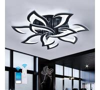 Fachae 60W 6500LM Mordern LED Ceiling Lights Cool White Bedroom Black | 80cm LED Ceiling Light,6500K,Creative Petals Design,Acrylic Chandelier for Living Room Dining Room