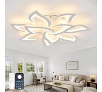 Fachae LED Ceiling Light,60W 6500LM Mordern LED Ceiling Lights Cool White 6500K,Creative Petals Design,Acrylic Chandelier for Living Room Bedroom Dining Room,Black