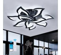 Fachae LED Ceiling Light,60W 6500LM Mordern LED Ceiling Lights Cool White 6500K,Creative Petals Design,Acrylic Chandelier for Living Room Bedroom Dining Room,Black