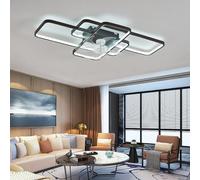 Fachae Rectangle Ceiling Fan Light 6 Speed Dimmable Timer Reversible Silent 103cm Black Living Room Fan Light Ceiling Modern LED Creative for Dining Room