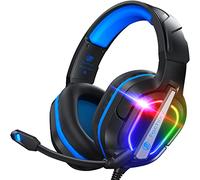 Fachixy [2024 NEW FC200 Gaming Headset for PS4/PS5/PC/Xbox/Nintendo Switch, PS5 Headset with RGB Light, Stereo Sound Wire Gaming Headphones with Mic, Noise Cancelling Headset 3.5mm Jack (Blue)