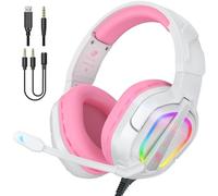 Fachixy FC200 Foldable Gaming Headset for PS4, PS5, PC, Xbox, Switch, Gamer Headset with ENC Mic, 3.5mm Gaming Headphones with RGB Light