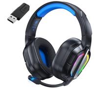 Fachixy FC200 Foldable Wireless Gaming Headset - 2.4GHz USB & Bluetooth Headphones with Mic, 50Hrs Battery, for PS5/PS4/Switch/PC/Mac - Blue